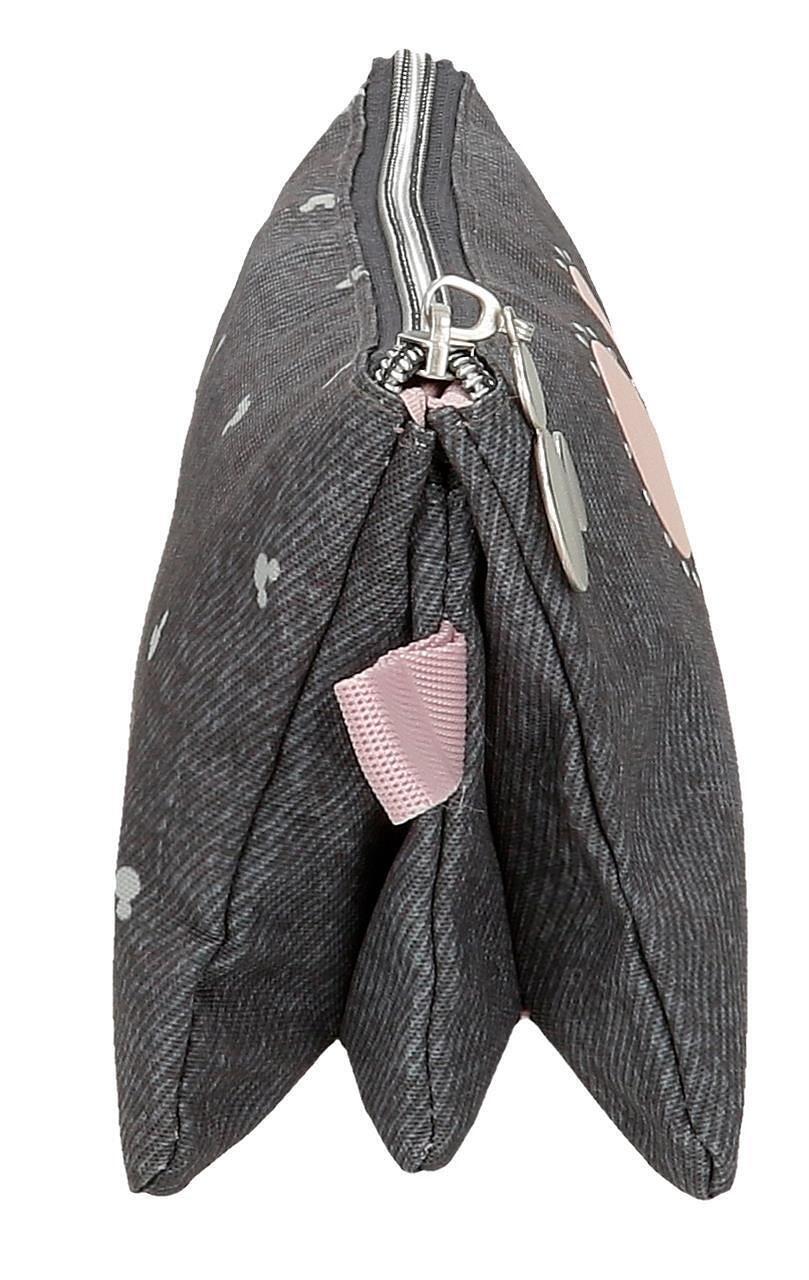 Astuccio tre scomparti ragazza Disney Mickey Studs 12cm nero 4/6