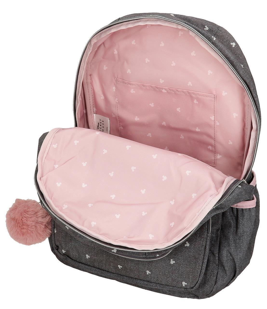 Sac à dos scolaire fille Disney Mickey Studs deux compartiments 44cm noir 3/6