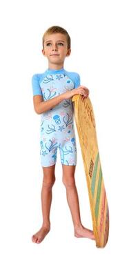 Muta corta in neoprene da 2 mm per bambini. taglio pantaloncini. blu