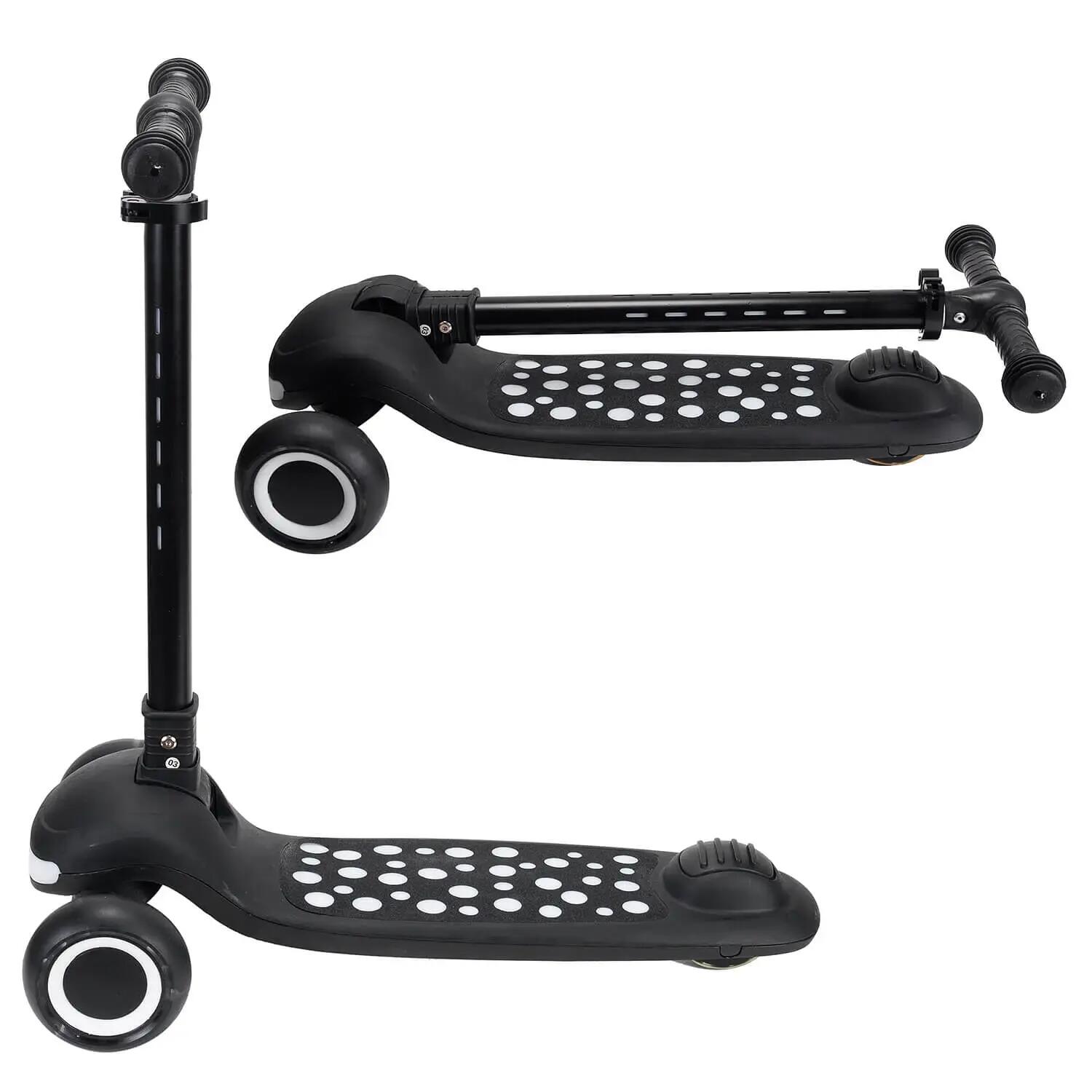 Trotineta pliabila Dots, lumina frontala pe maner si platforma, negru 2/8