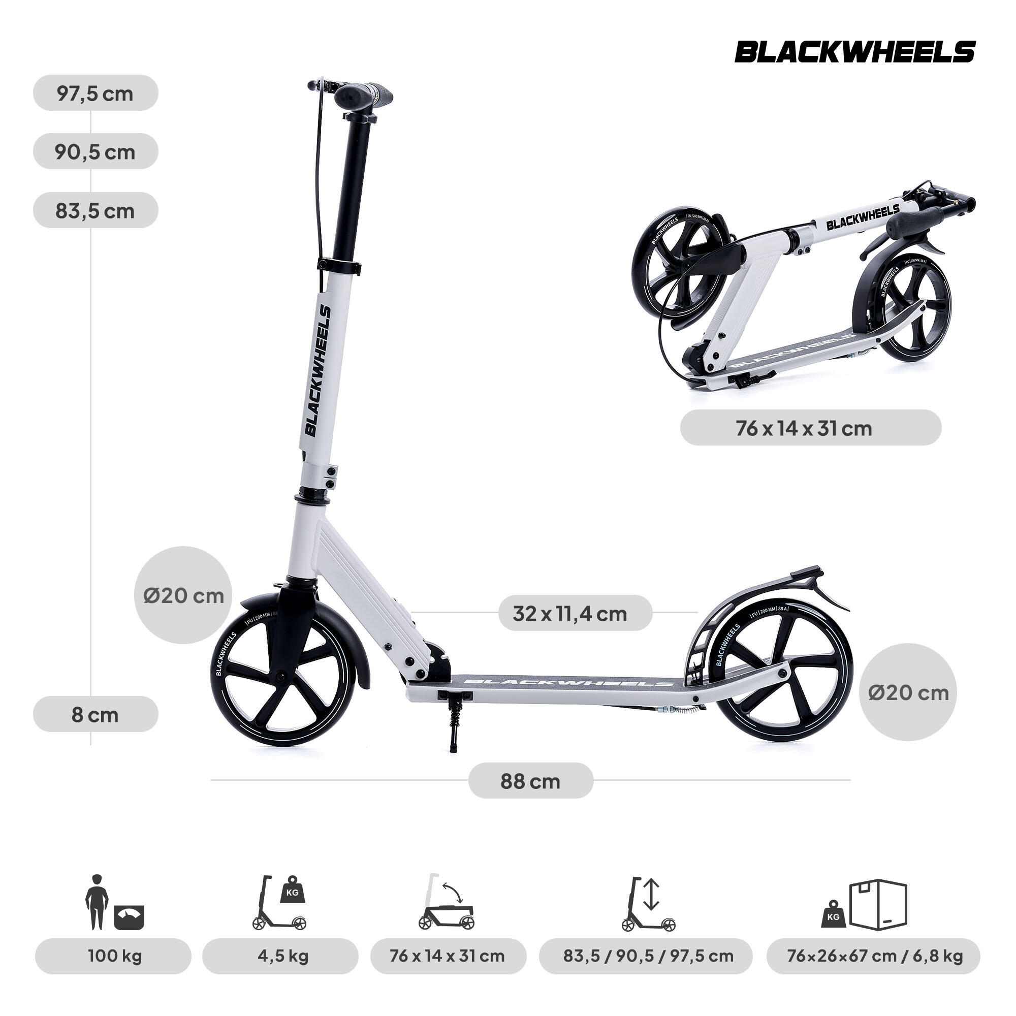 Trottinette adulte Blackwheels Orio 2/7