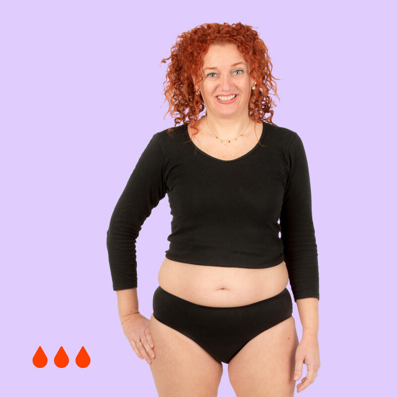Cuecas para incontinência sem costuras preta Fluxo Pesado Ecowoman