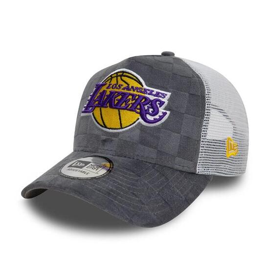 New Era 9FORTY A-Frame Cap Tonal Check LA Lakers grau