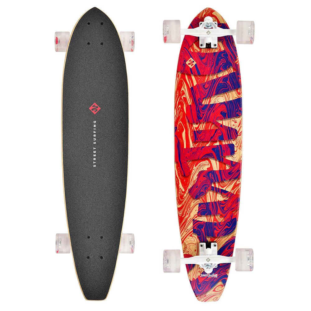 Street Surfing - Longboard Cut Kicktail 36" Streaming - Longboard Skate - Multicolore|rouge - Taille Unique - Decathlon