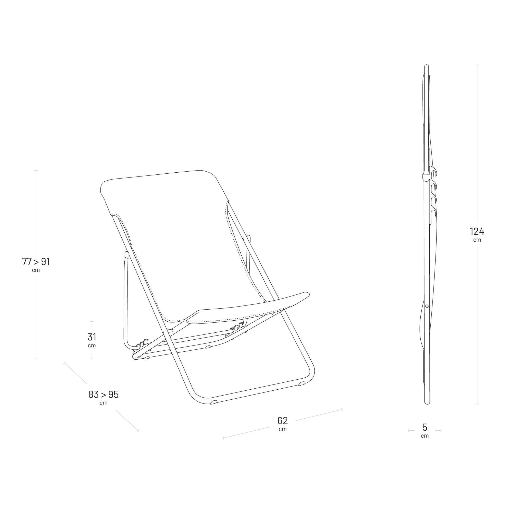 Transat jardin pliant multi-positions : Largeur 58 cm - MAXI TRANSAT - Bleu 2/7