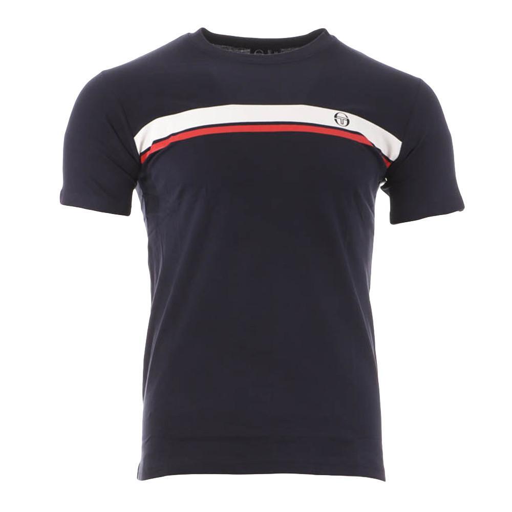 Men's Sergio Tacchini Stripe A Navy T-Shirt