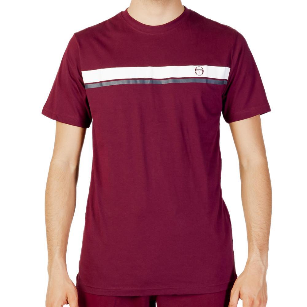 Men's Sergio Tacchini Stripe A Burgundy T-Shirt