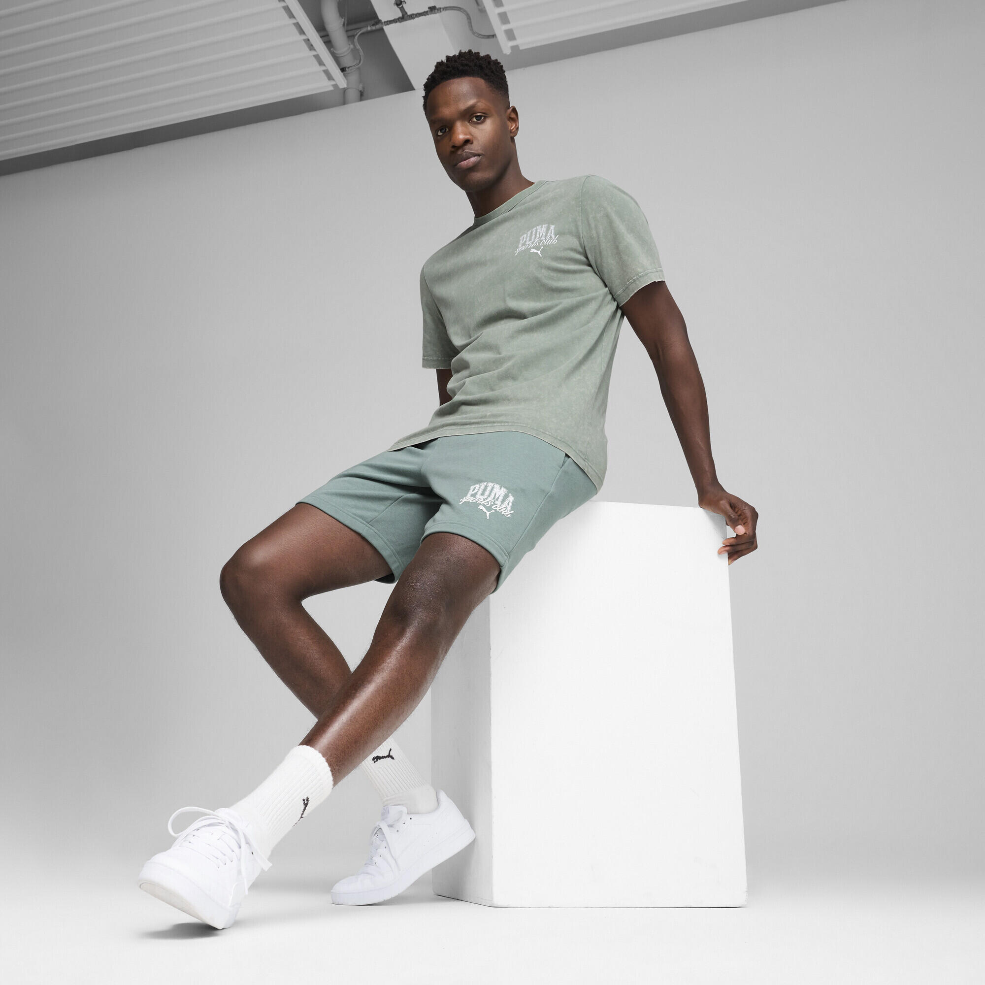Calções corrida Homem cintura elástica Class 8" Shorts PUMA Green Moon 4/7