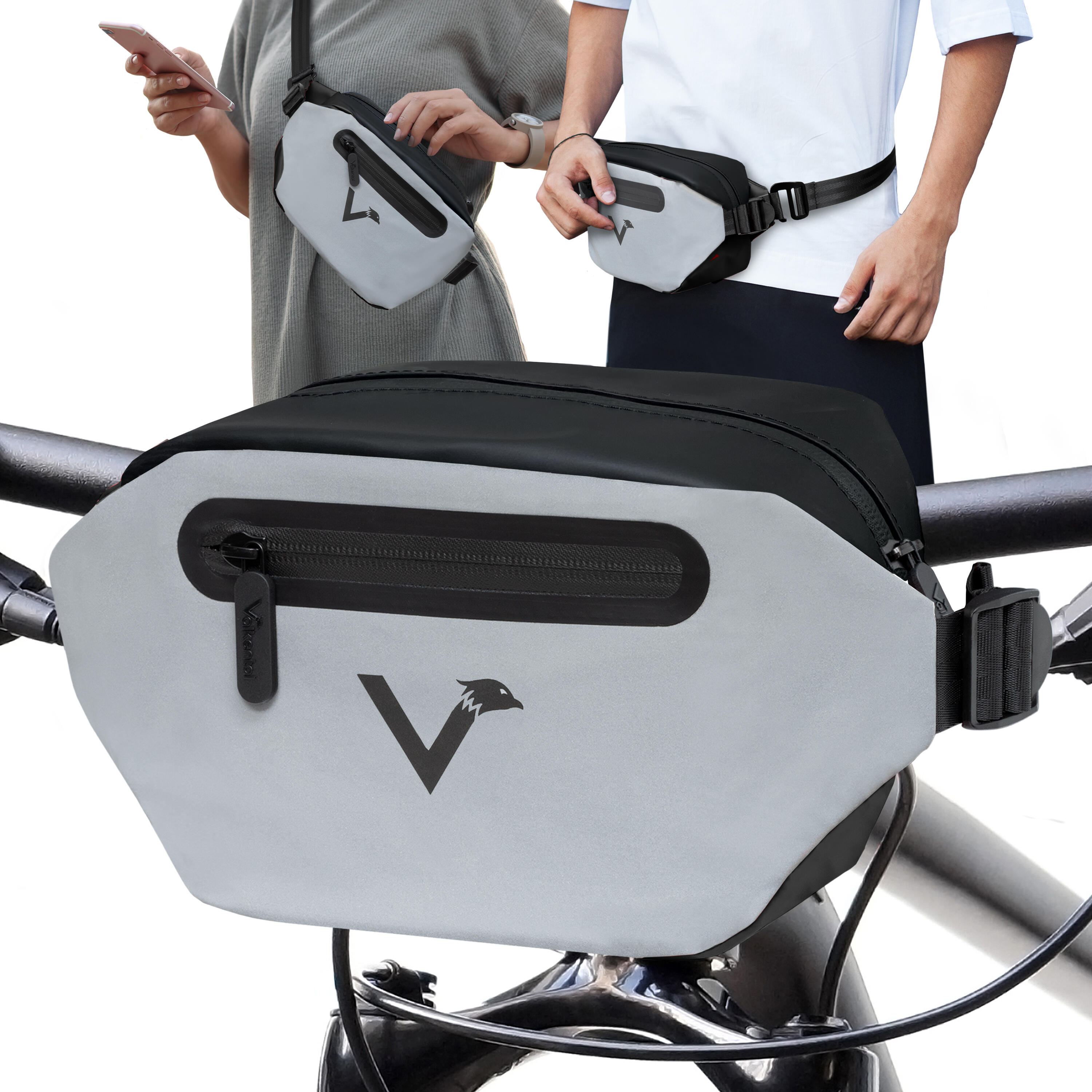 Valkental - Sacoche De Guidon Sacoche Velo Pour Guidon Et Sacoche Ventrale Impermeable 4l - Sacoche De Guidon - Gris - 4 L - Decathlon