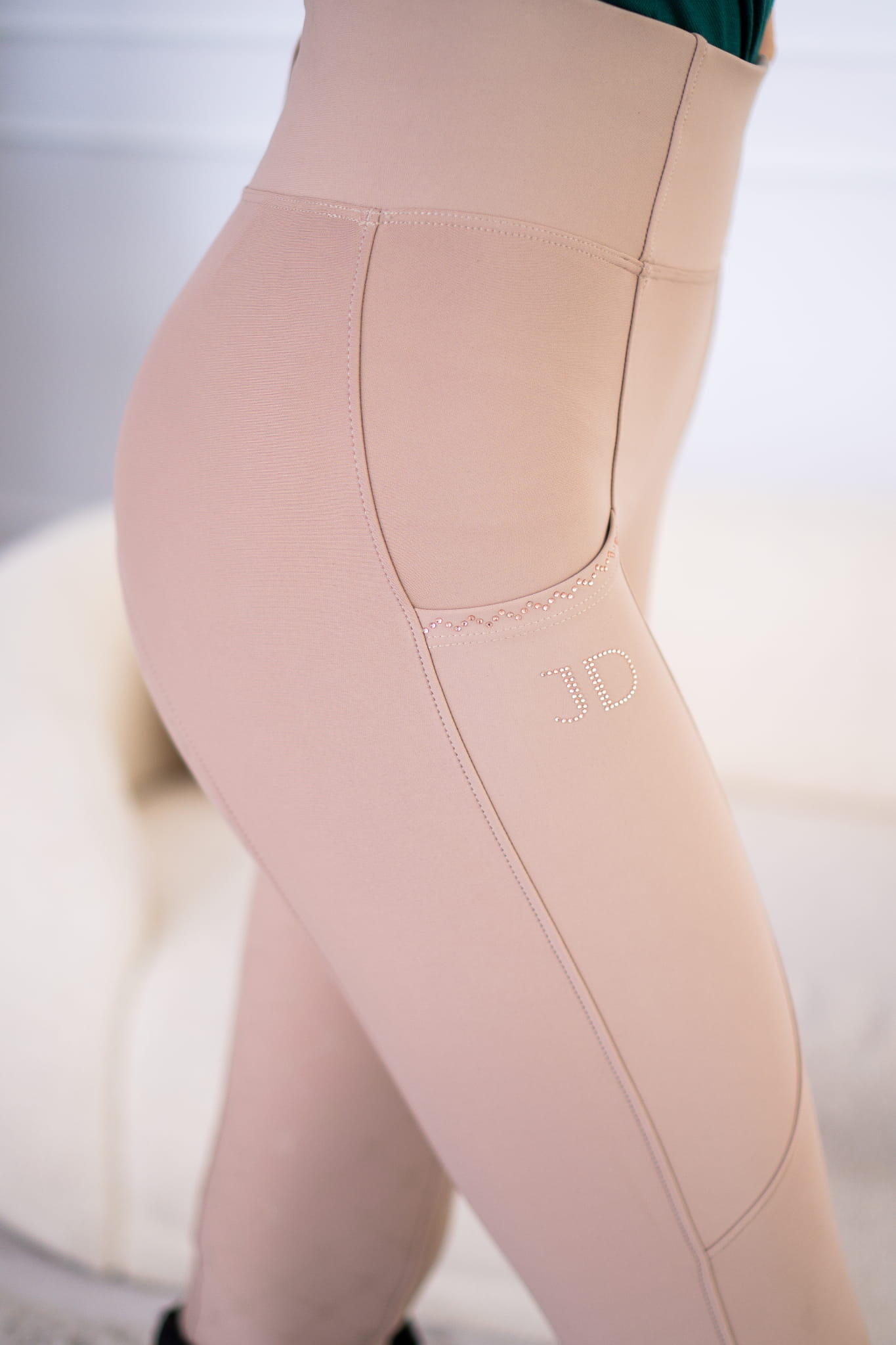 Leggings Da Equitazione Essence Equestrian Beige – Taglia XL, Seduta Intera E Tasca Per Cellulare