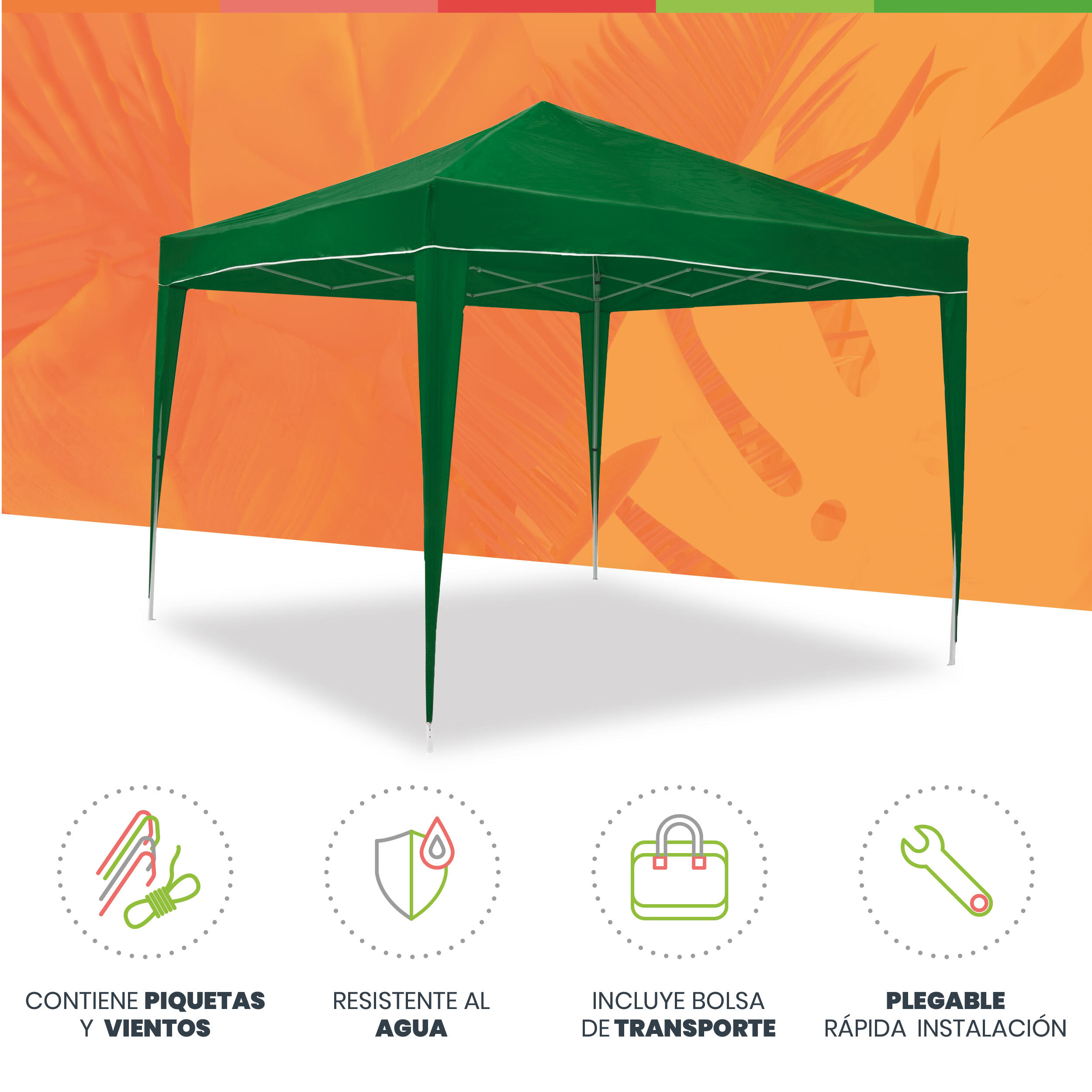 Tente pliable 3x3 m Classic Green - Imperméable - Vent 4/7