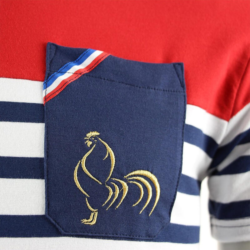 T-shirt Marinière Tricolore Rouge Religion Rugby