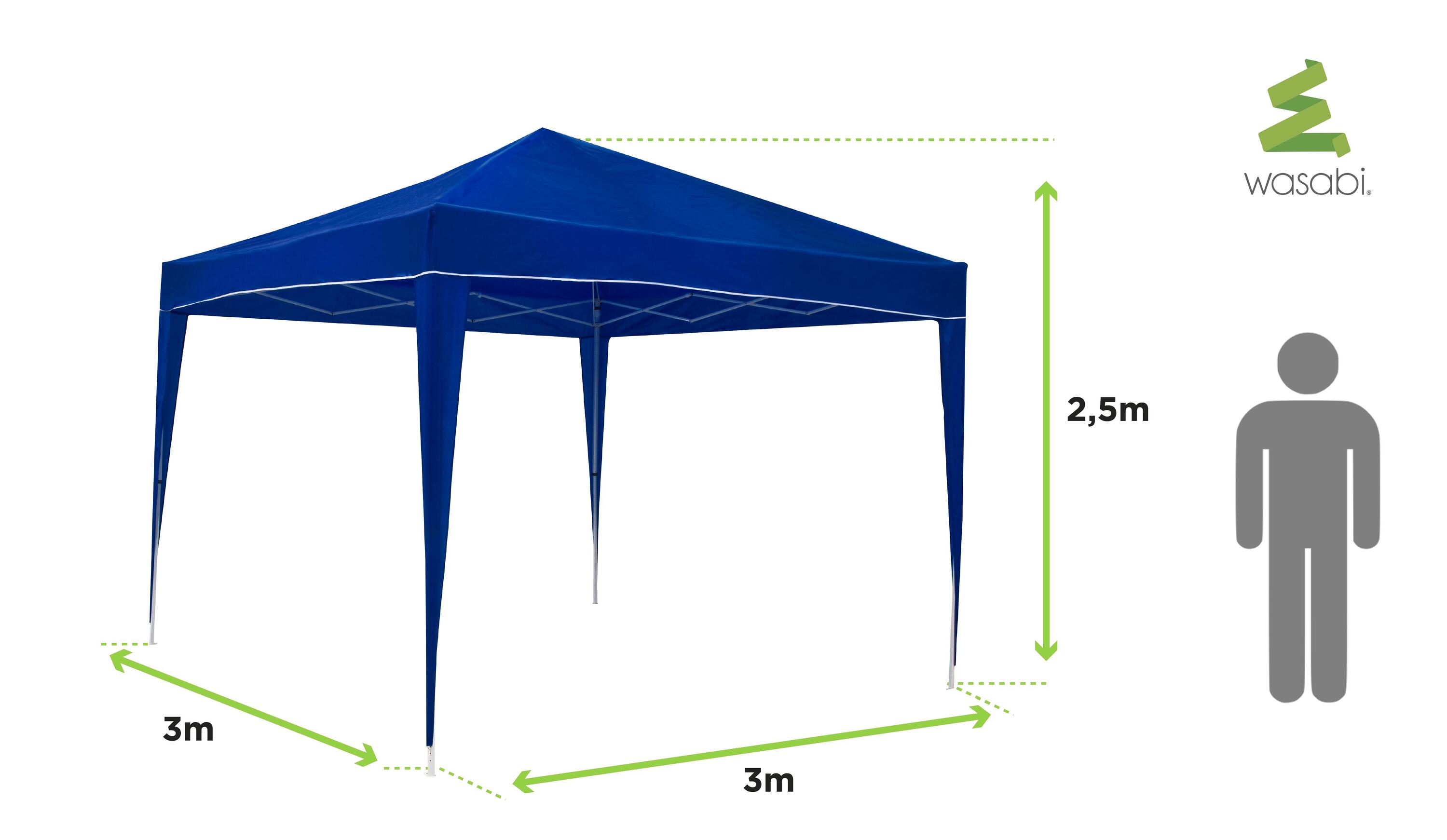 Tente pliable 3x3 m Classic Bleu - Imperméable - Coupe-vent - Vents 2/7
