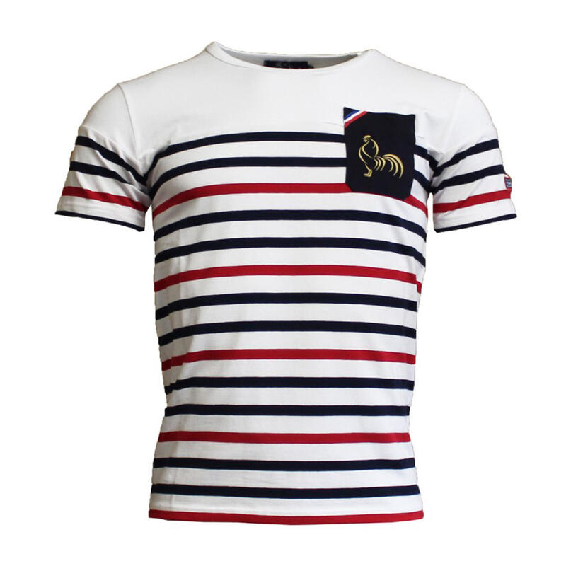 T-shirt Marinière Tricolore Blanc Religion Rugby