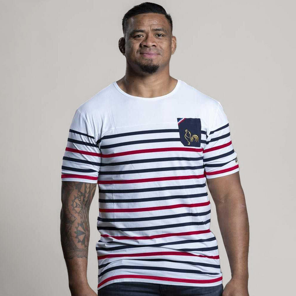 T-shirt Driekleurige Marinière Wit Religion Rugby 3/3