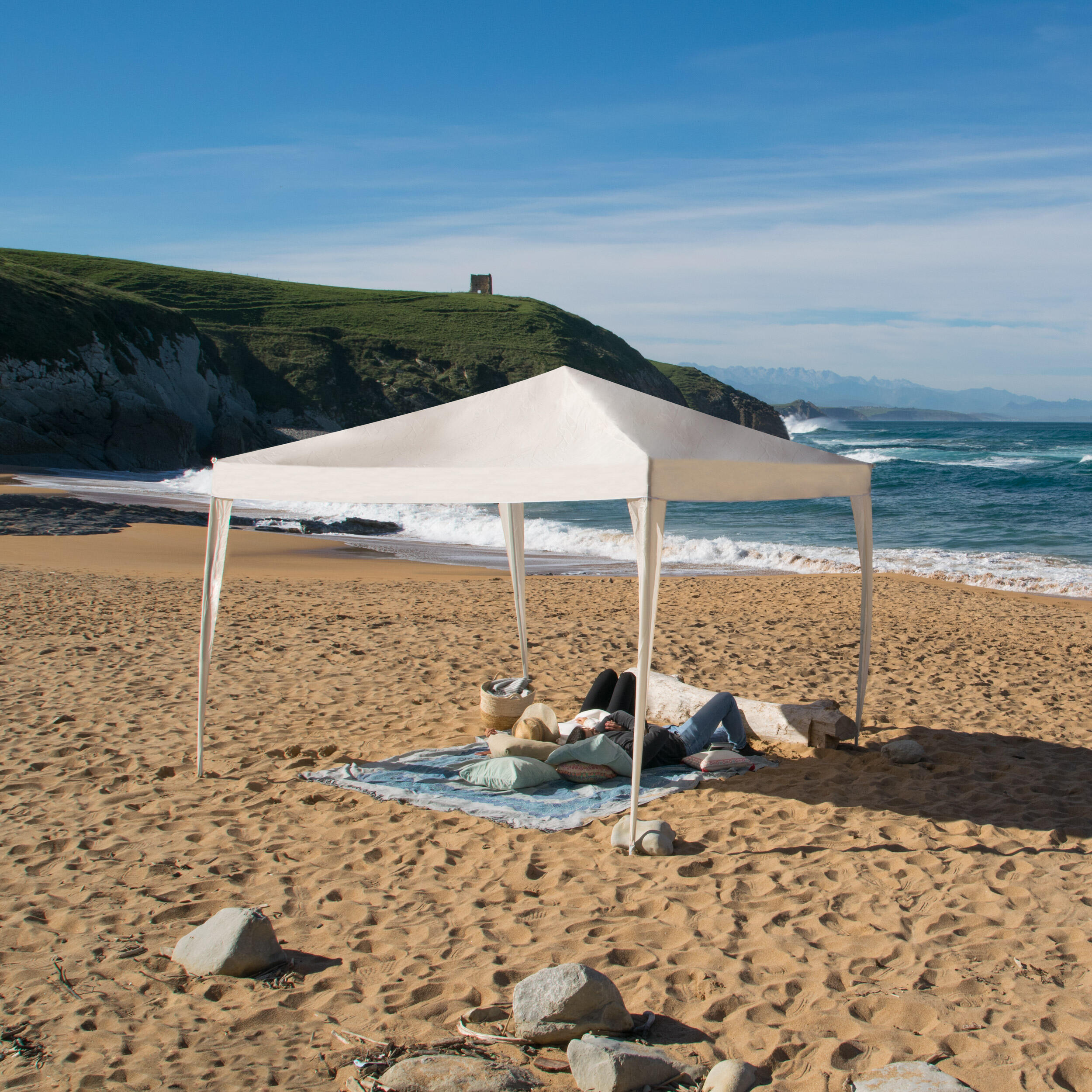 Carpa Plegable 3x3 m Classic Beige – Resistente al Agua - Vientos, Piquetas 4/7