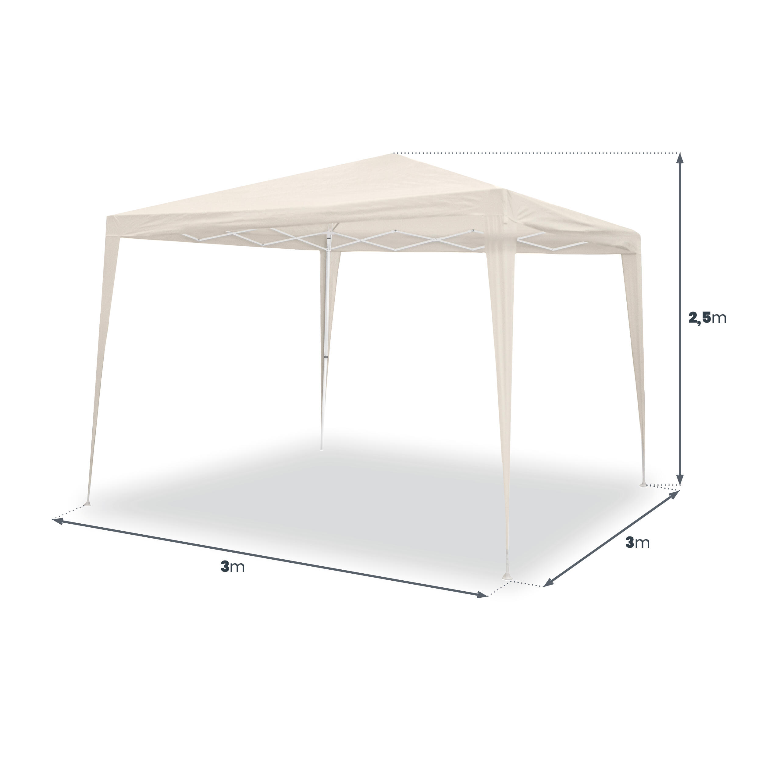 Carpa Plegable 3x3 m Classic Beige – Resistente al Agua - Vientos, Piquetas 3/7