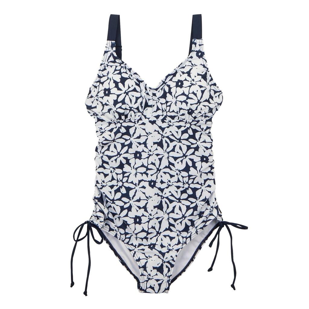 Womens/Ladies Alinae Large Floral One Piece Swimsuit (Navy/White)
