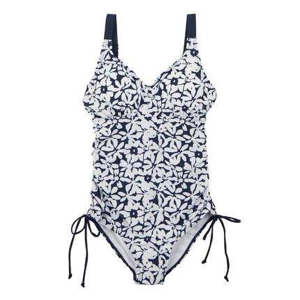 Alinae" Badeanzug für Damen Marineblau/Weiß