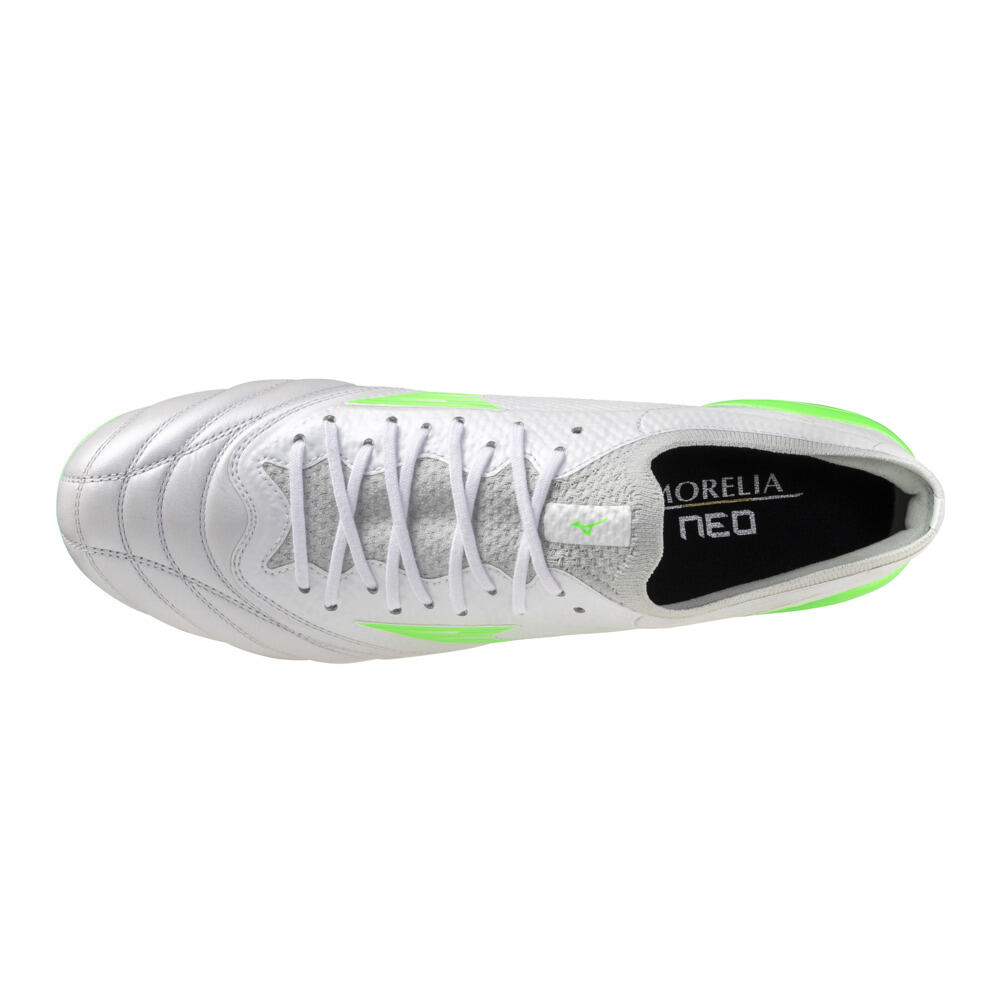 Sapatos com Cravos Mizuno Morelia Neo IV Beta Elite Mix SG Branco 4/6