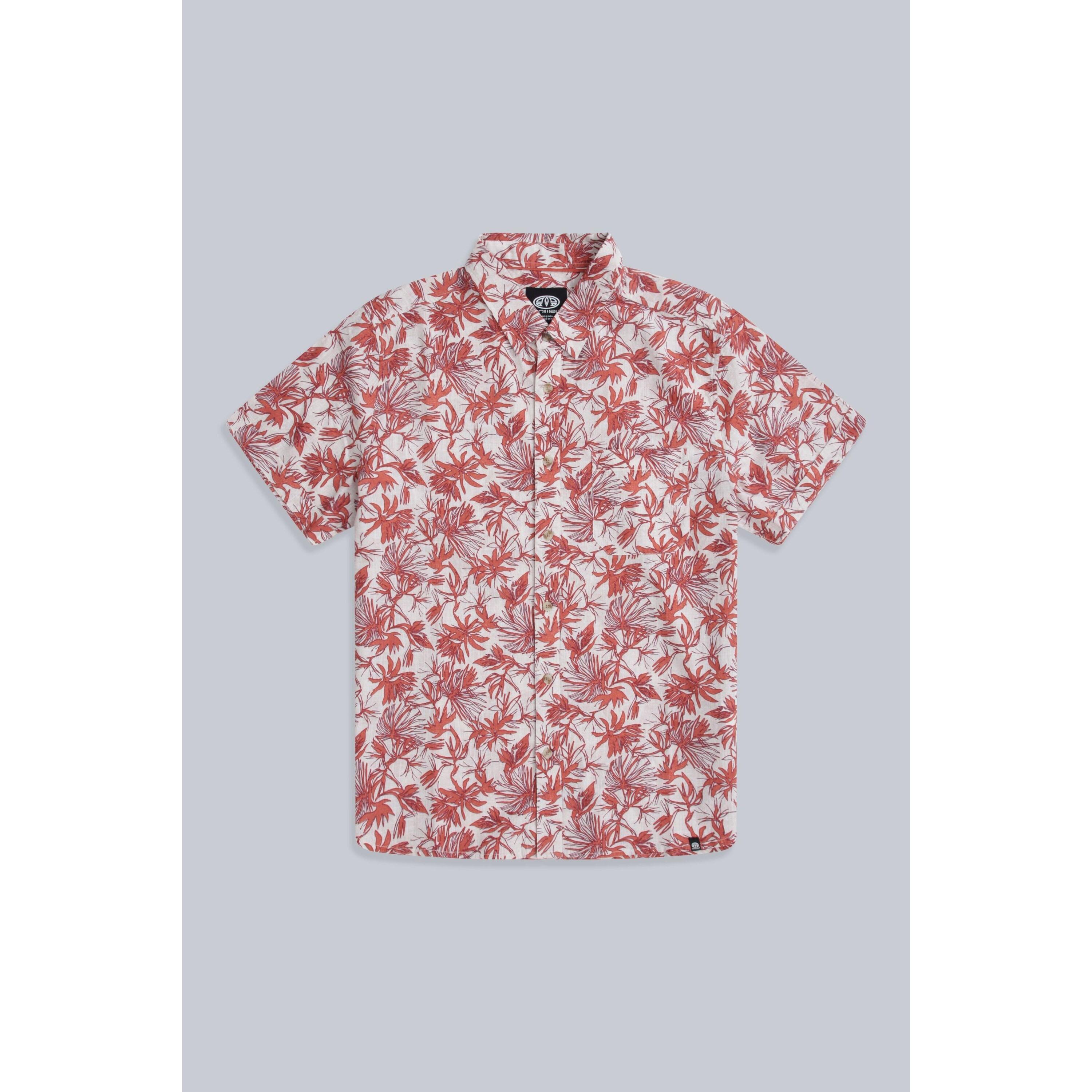 Mens Jamie Hibiscus Cotton Shirt (Beige) 1/1