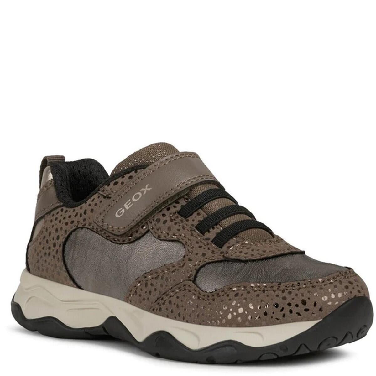 GEOX Girls J Calco Trainers (Smoke Grey/Gold)