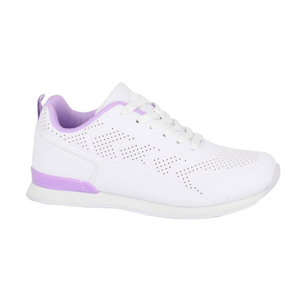 Womens/Ladies Fluke Lace Up Bowling Shoes (White/Lilac) 1/3