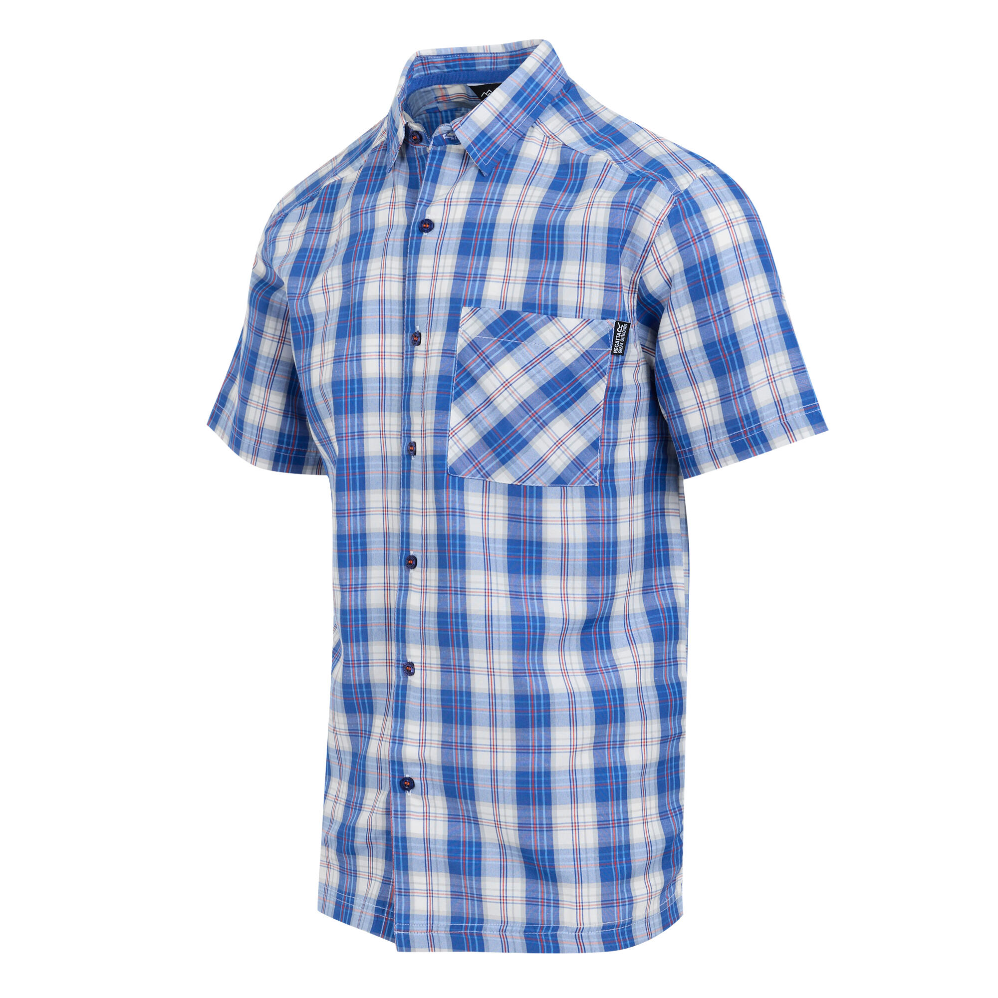 Mens Mindano IX Checked ShortSleeved Shirt (White/Olympian Blue) 4/5