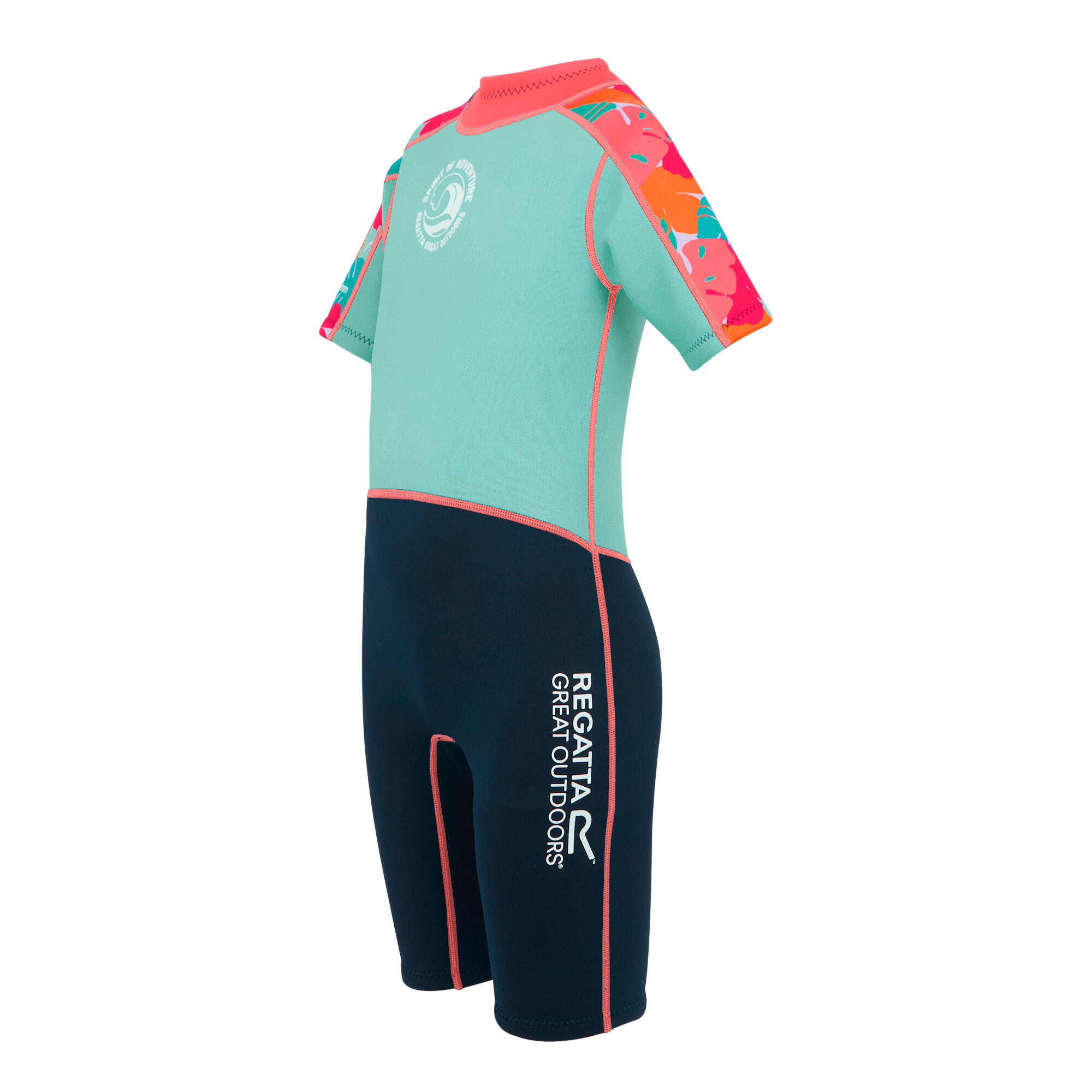 Traje de Neopreno Hoja Tropical para Niños/Niñas Azul Aruba, Marino 3/5