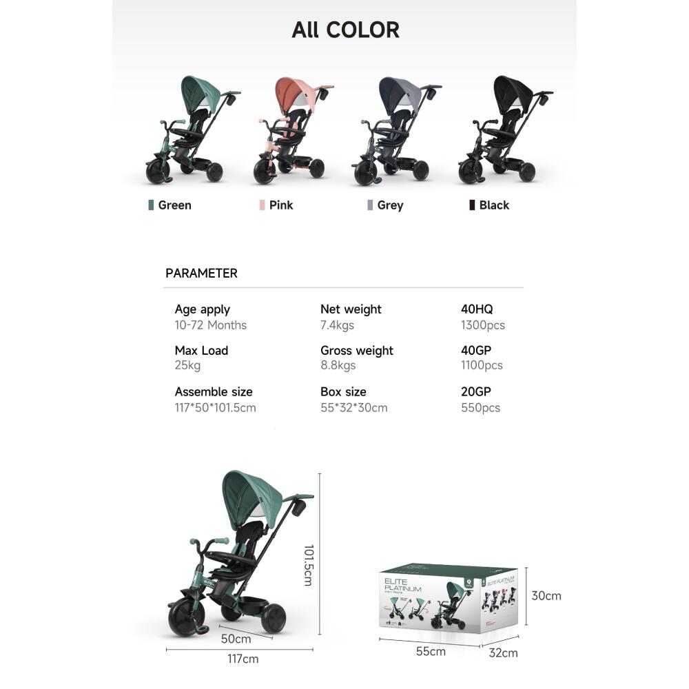 Devessport - Triciclo Evolutivo Qplay Elite Platinum 6 en 1 Gris 4/7