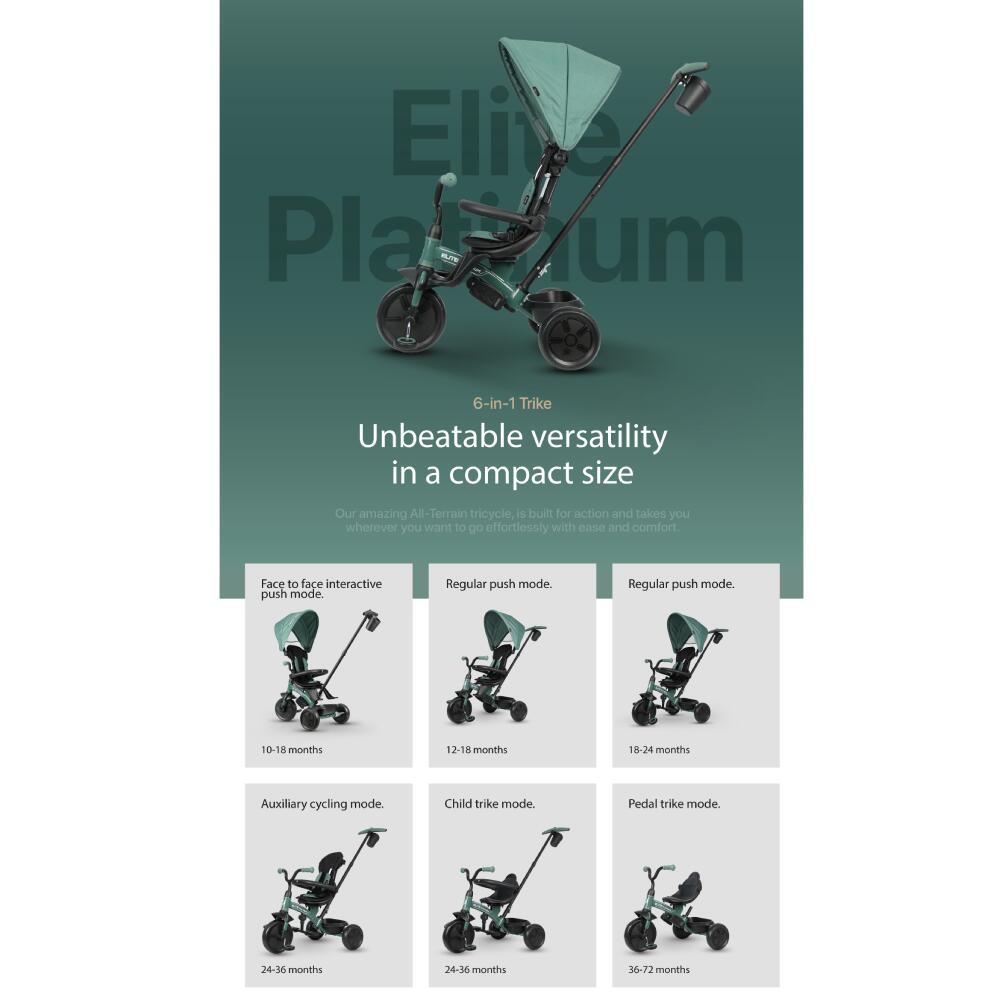 Devessport - Triciclo Evolutivo Qplay Elite Platinum 6 en 1 Gris 5/7