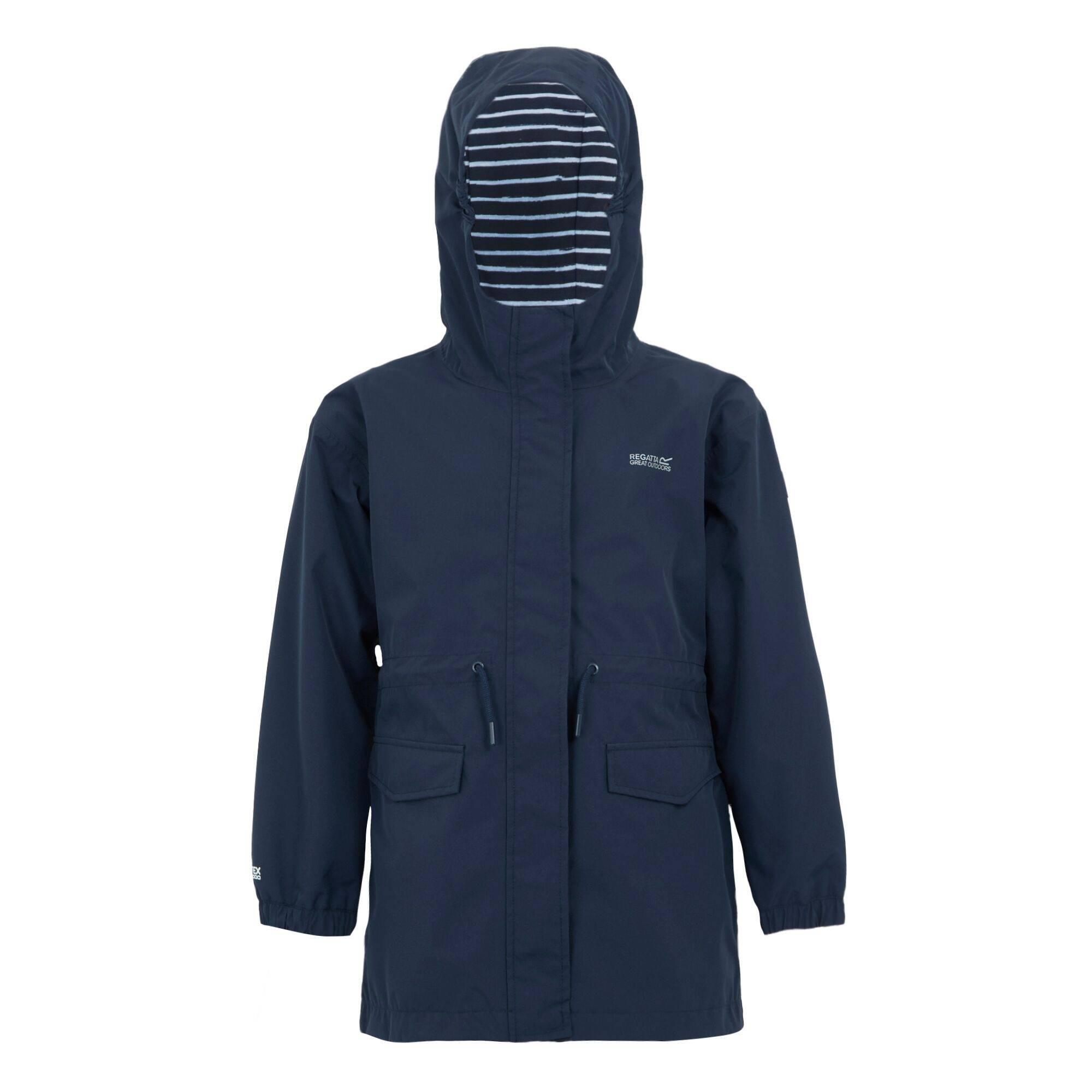 REGATTA Waterdicht kinderjack Ballina Stripe (Marine / Wit)