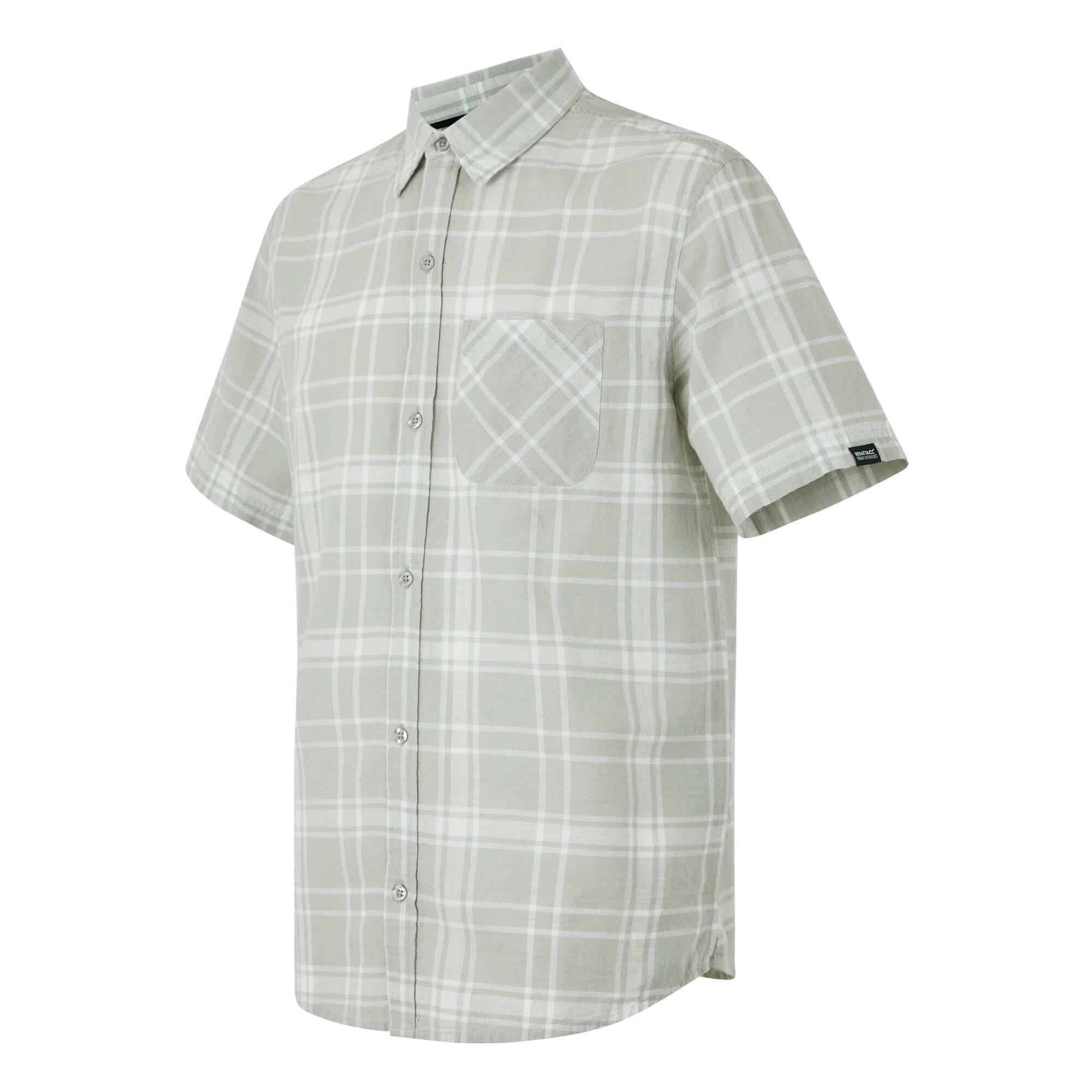 Mens Loran Checked Shirt (Silver Grey) 3/4