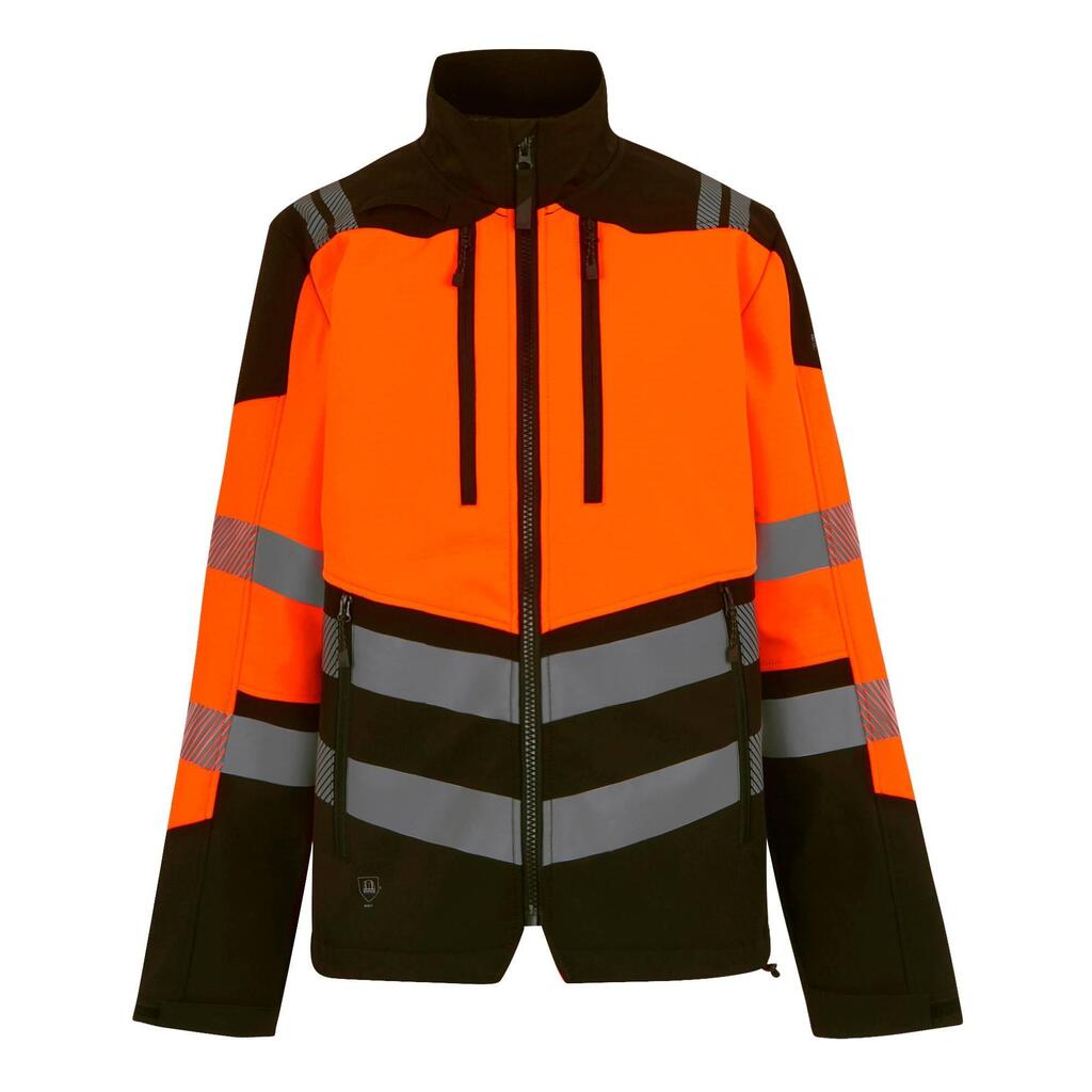 Mens HiVis 3 Layer Soft Shell Jacket (Black/Orange)