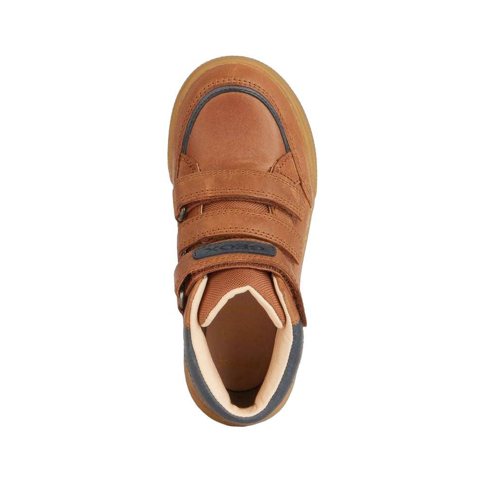 Sneaker, Wachsleder Jungen Cognacfarbe/Blau 3/4