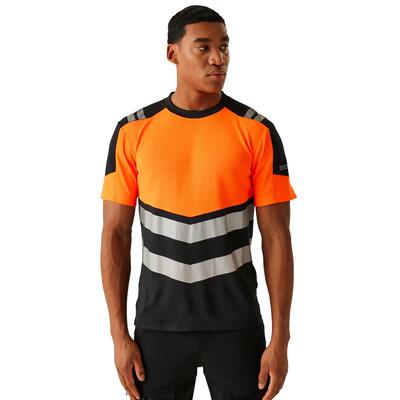 Heren highvis tshirt (zwart/oranje)