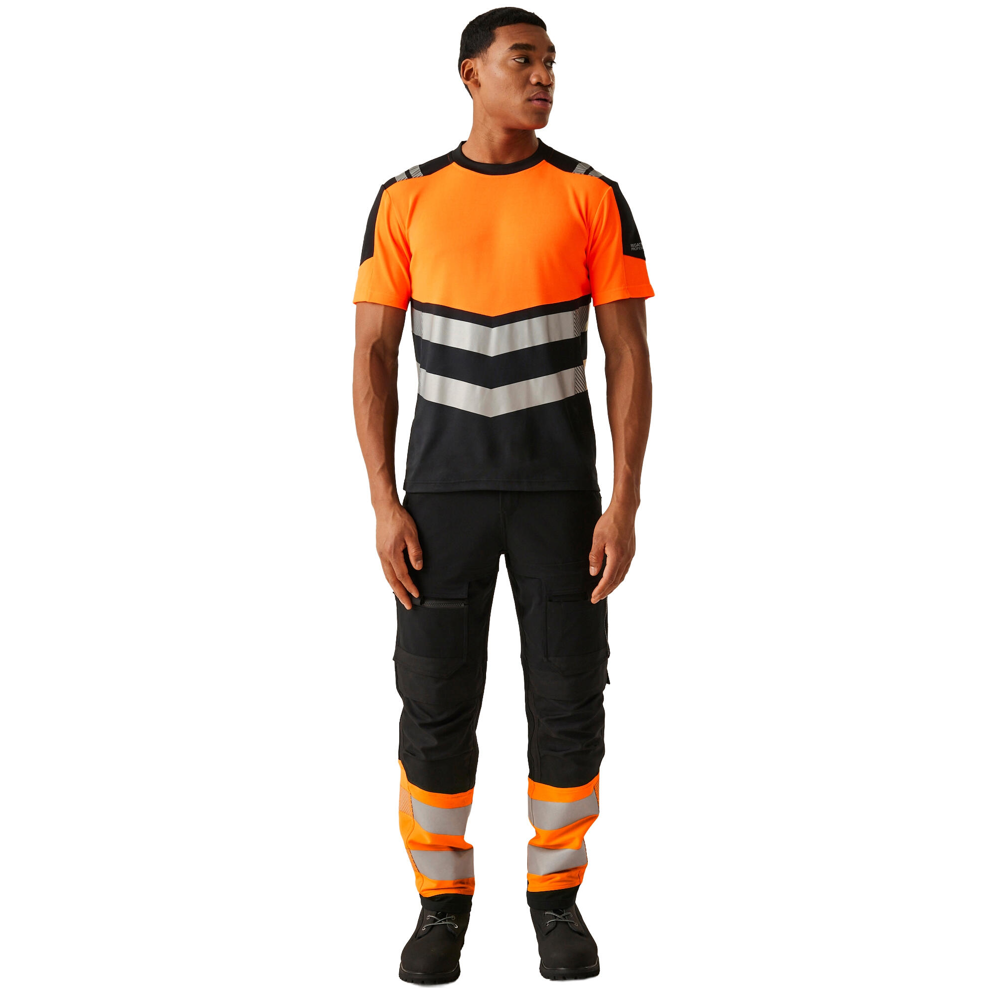 Maglietta Alta Visibilità Uomo Regatta Professional Nero Arancio 4/5