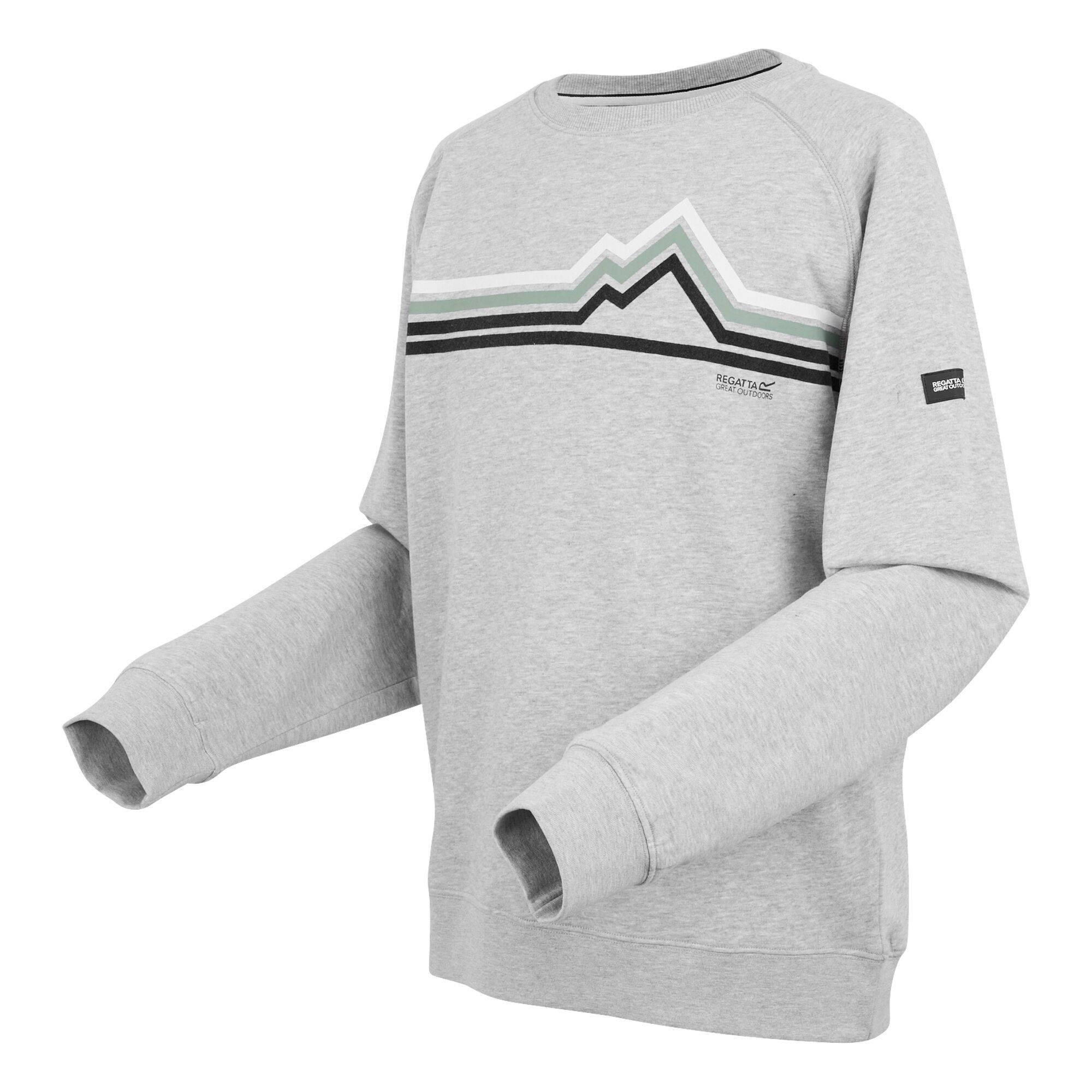 Mens Nithsdale Linear Mountain Crew Neck Sweatshirt (Grey Marl) 3/4
