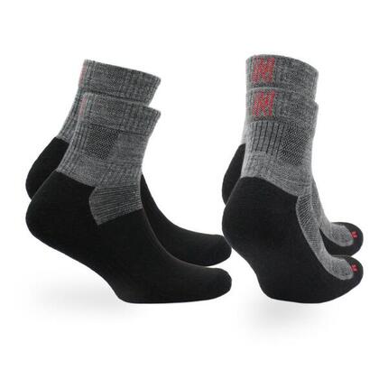 2 Paires - Chaussettes Randonnée 60% Laine Mérinos - Anti-Ampoules Leonardo QTR