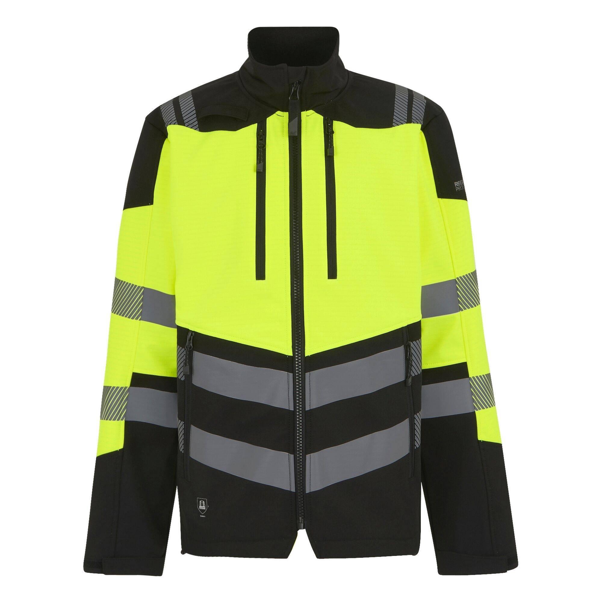 REGATTA Mens HiVis 3 Layer Soft Shell Jacket (Black/Yellow)
