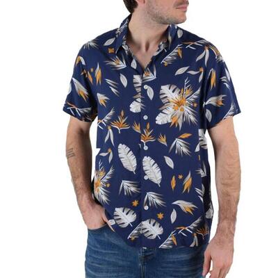 Deeluxe pearl heren overhemd met korte mouwen - marineblauw