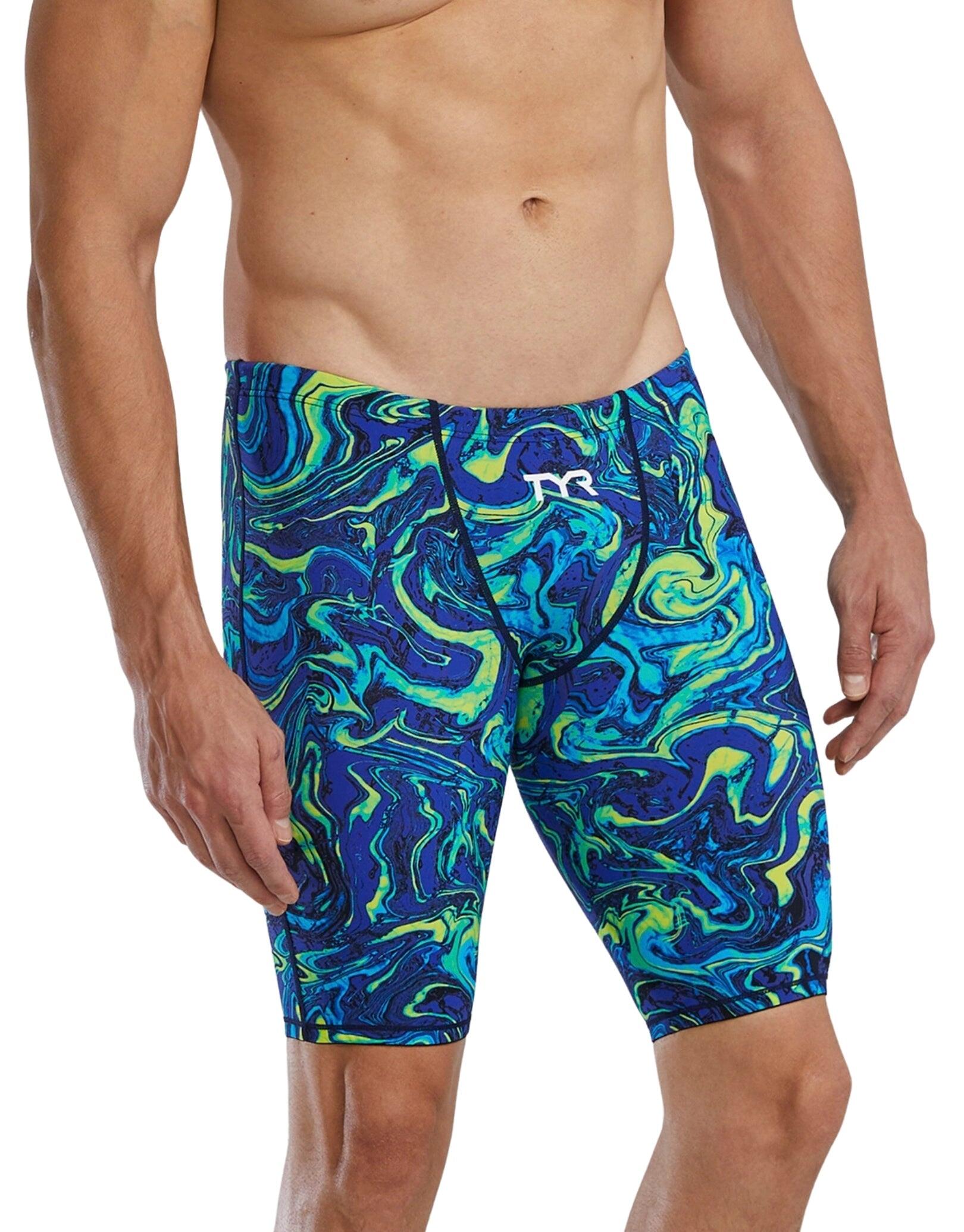 TYR Thresher Hyperblitz Swim Jammer Limited Edition- Blue/Green 3/5