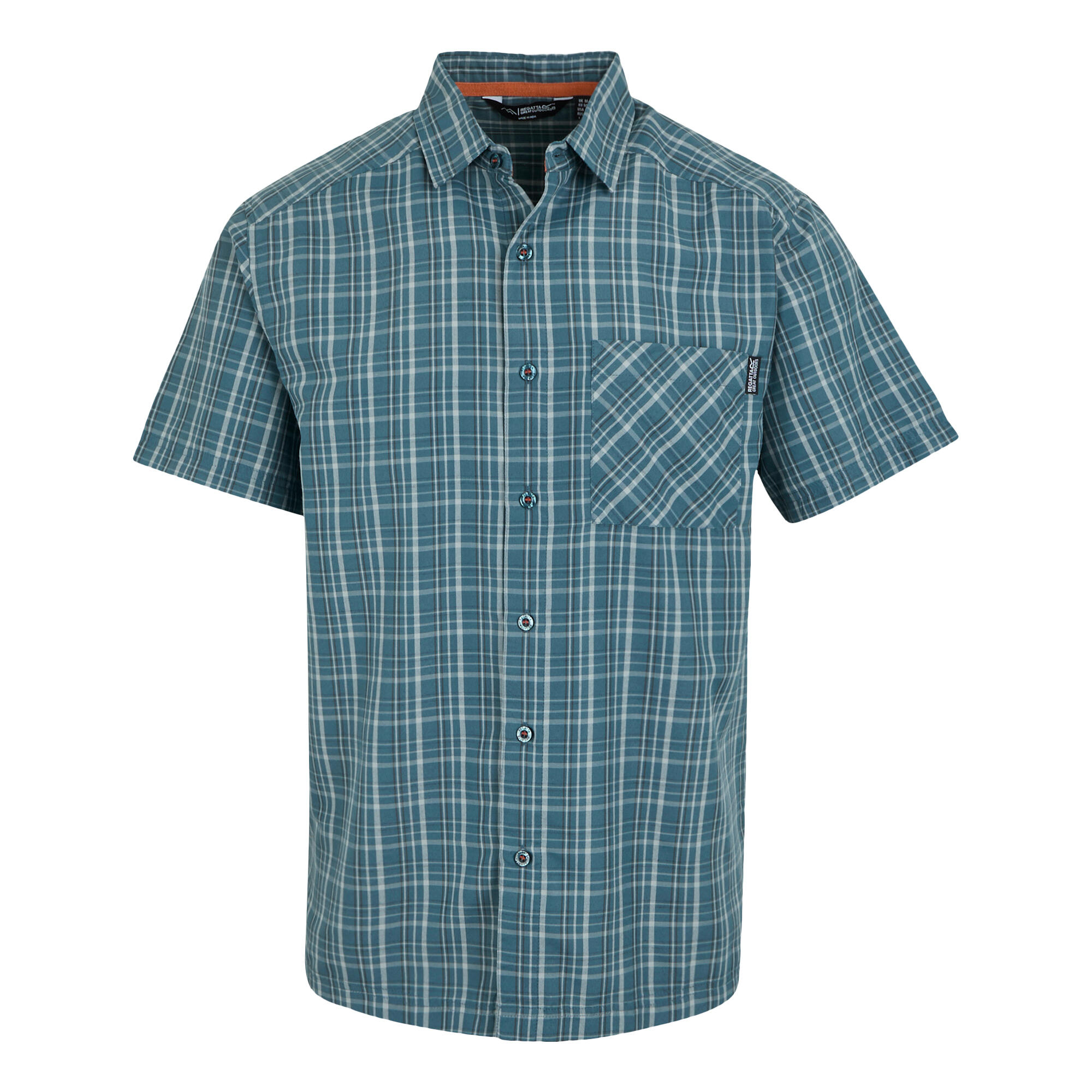 Camisa manga curta axadrezado mindano ix homem tempo tempestuoso/iceberg/ash