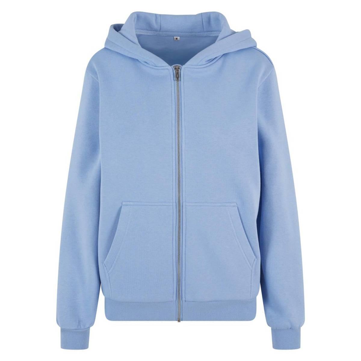 BUILD YOUR BRAND Womens/Ladies Fluffy Full Zip Hoodie (Powder Blue)
