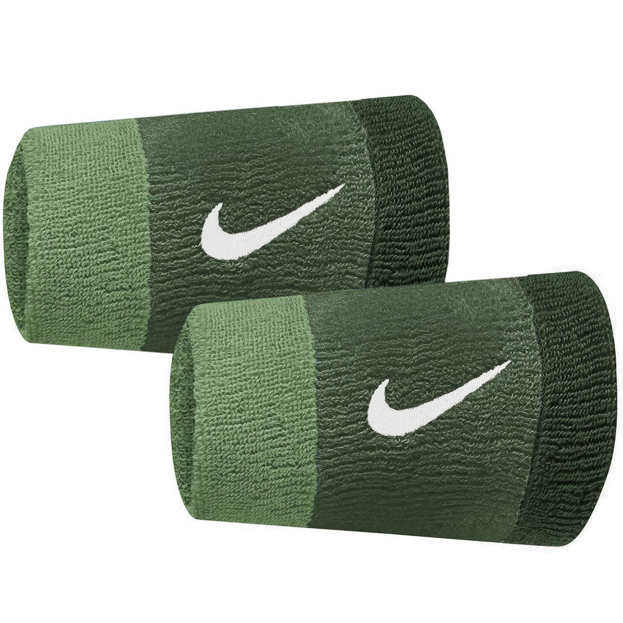 NIKE Swoosh kleurenblok polsbandje (Set van 2) (Groen/Lichtgroen/Donkergroen)