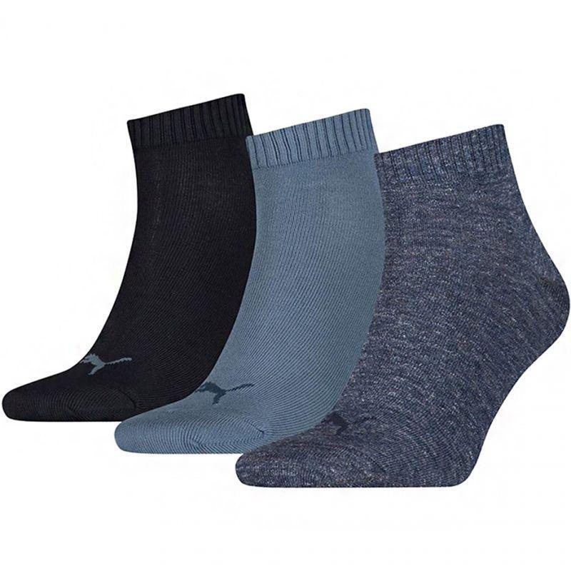 PUMA Kwart sokken voor volwassenen (pak van 3) (Zwart/Denim blauw/Navy)