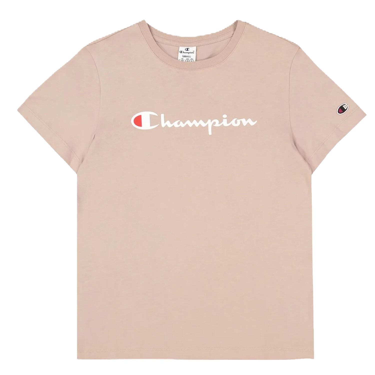 Champion - Tshirt Manches Courtes Femme (beige / Crème / Rose) - T-shirt Manches Courtes - Beige|blanc|rose - S - Decathlon