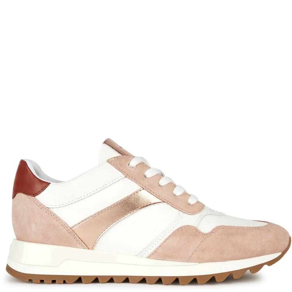 Scarpe Sportive Pelle Donna Geox Tabelya Nudo Bianco 3/4