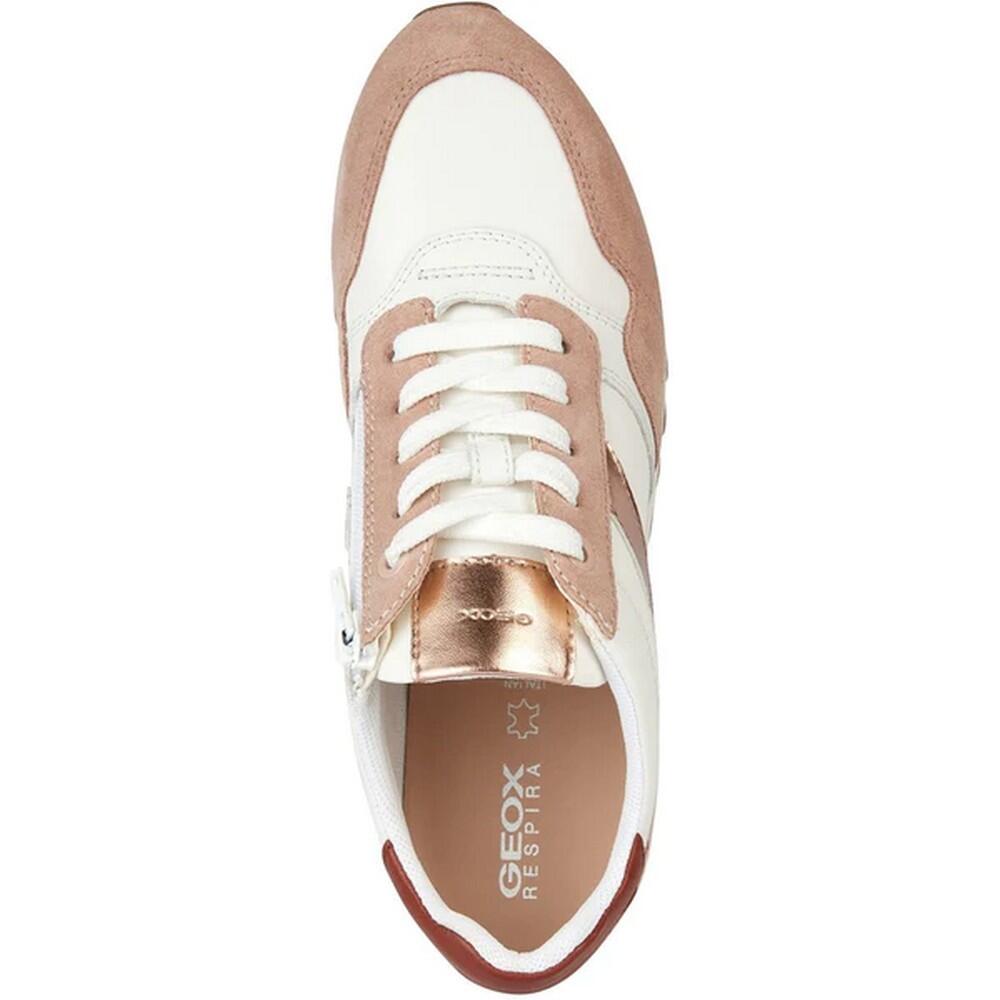 Scarpe Sportive Pelle Donna Geox Tabelya Nudo Bianco 4/4