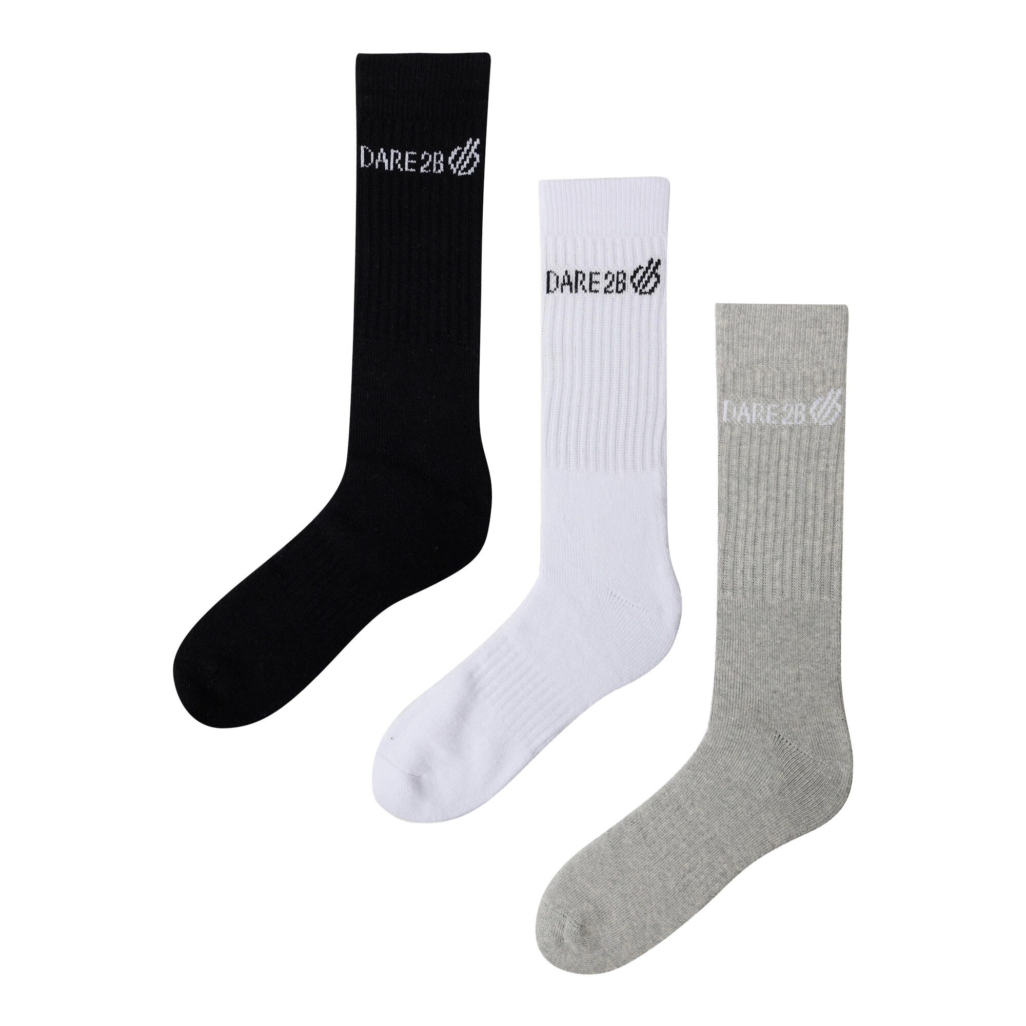 DARE 2B Unisex Adult Crew Socks (Pack Of 3) (Black/White/Grey Marl)